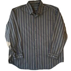 Robert Talbott Men’s Long Sleeve Dress Button Down Shirt Size 2XL, Gray Stripes